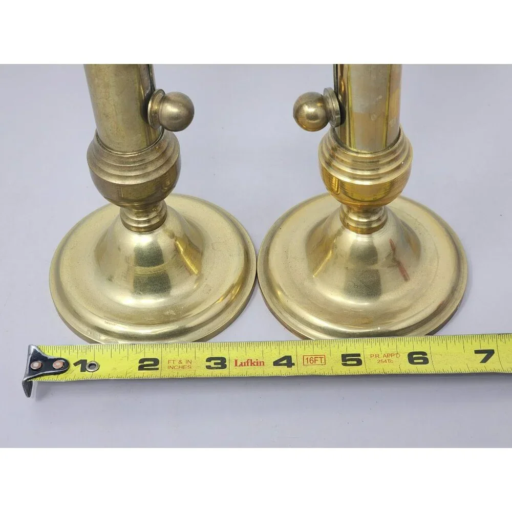 Vintage Brass Adjustable Candlestick Holders Pair Brass‎ & Copper Castilian